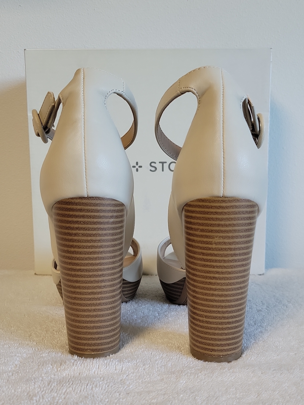 Sun + Stone "Reeta" Peep-toe, Block Heel Platform Sandals, NIB - Picture 4 of 11